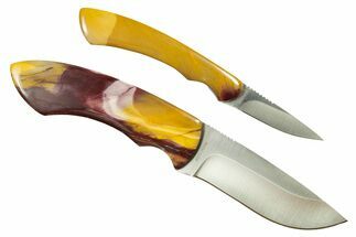 Pocket Knife Pair with Mookaite Jasper Inlays and Sheath #370852