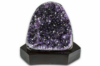 Deep Purple Amethyst Geode With Wood Base - Uruguay #368328