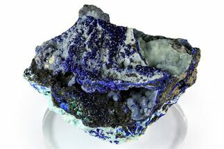 Sparkling Blue Azurite and Chrysocolla Crystal Cluster - Congo #372241