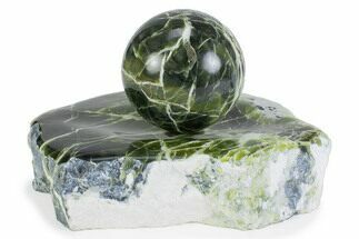 Polished Noble Serpentine Sphere with Base - Washington #372630