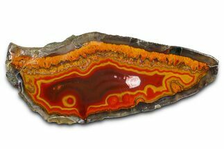 Polished Orange & Red Banded Agate - Kerrouchen, Morocco #372677