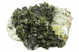 Lustrous Epidote Crystals with Actinolite - Pakistan #374635