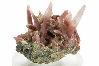 Hematite Quartz Crystals on Lustrous Epidote - Peru (New Find) #375579