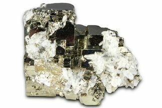 Gleaming Striated Cubic Pyrite Cluster - Peru #376080