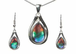Stunning Ammolite Pear Pendant/Earrings Set #376247