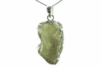 Green Moldavite Tektite Pendant ( g) - Czech Republic #376315