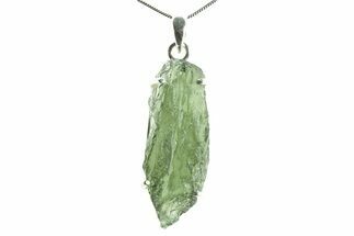 Green Moldavite Tektite Pendant ( g) - Czech Republic #376320