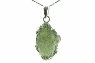 Green Moldavite Tektite Pendant ( g) - Czech Republic #376321