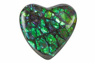 Flashy Ammolite (Fossil Ammonite Shell) Heart - Greens & Purples #378520