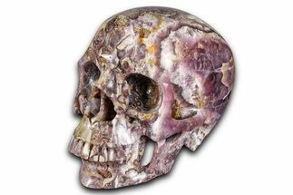 Realistic, Brecciated Banded Purple Fluorite Skull #378652