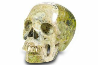 Realistic, Polished Yellow Turquoise Jasper Skull - Magnetic #378615