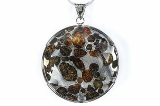 Sericho Pallasite Round Meteorite Pendant - Kenya #380567