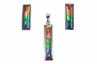 Stunning Ammolite Column Pendant/Earrings Set - Sterling Silver #380666