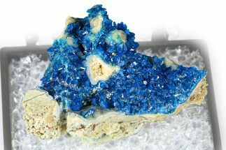Vibrant Blue Veszelyite Crystals on Hemimorphite - China #380501