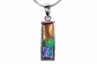 Stunning Ammolite Rectangle Pendant - Sterling Silver #380678
