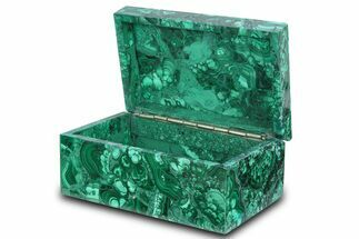 Flowery Hinged Malachite Jewelry Box - DR Congo #381129