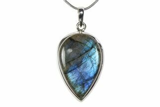 Brilliant Blue Labradorite Pendant (Necklace) - Sterling Silver #382443