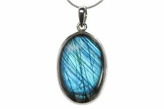 Brilliant Blue Labradorite Pendant (Necklace) - Sterling Silver #382462