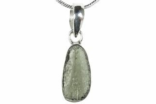 Green Moldavite Tektite Pendant ( g) - Sterling Silver #382695