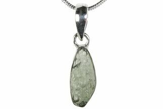 Green Moldavite Tektite Pendant ( g) - Sterling Silver #382696