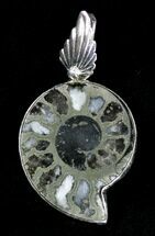 Pyritized Ammonite Fossil Pendant - Sterling Silver #21006