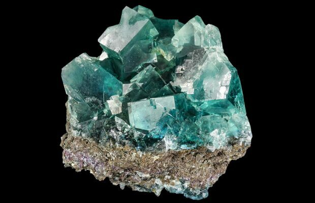 Sea Green Fluorite Crystal on the Matrix